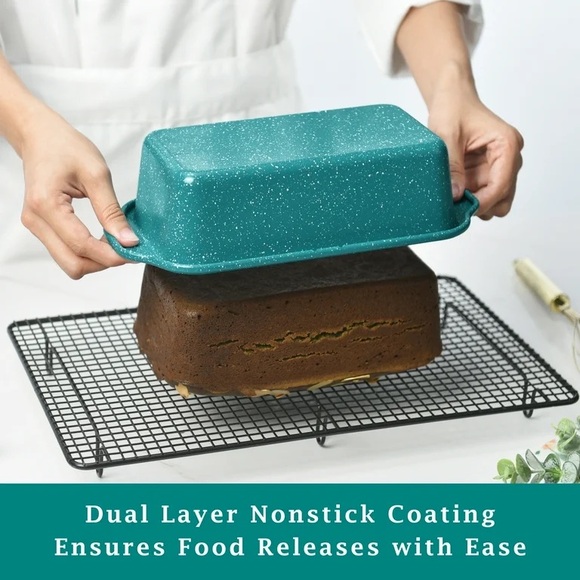 🌺 New Pioneer Woman Teal Blue Speckle 9”x5” Nonstick Aluminized Steel Loaf Pan - Picture 8 of 11